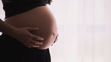 Zwangere vrouw die in het derde trimester aanbeland is